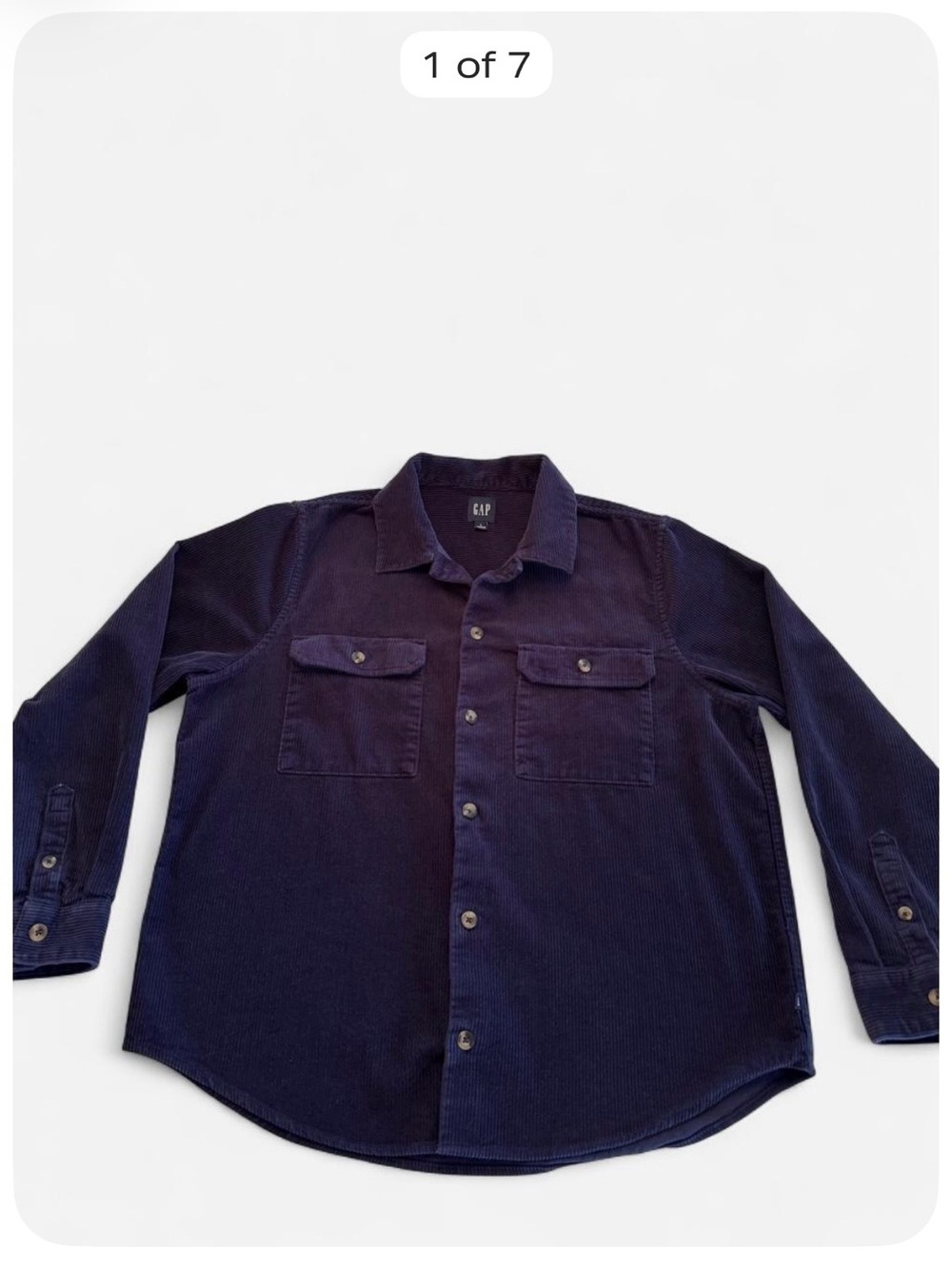 Gap Men’s Navy Blue Corduroy Button-Up Shirt Size Large